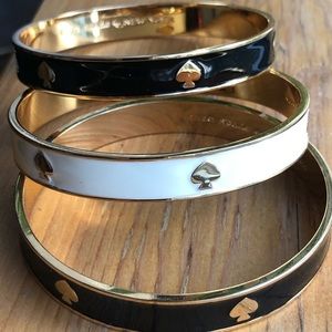 Cream & black Kate Spade New York logo bangle set